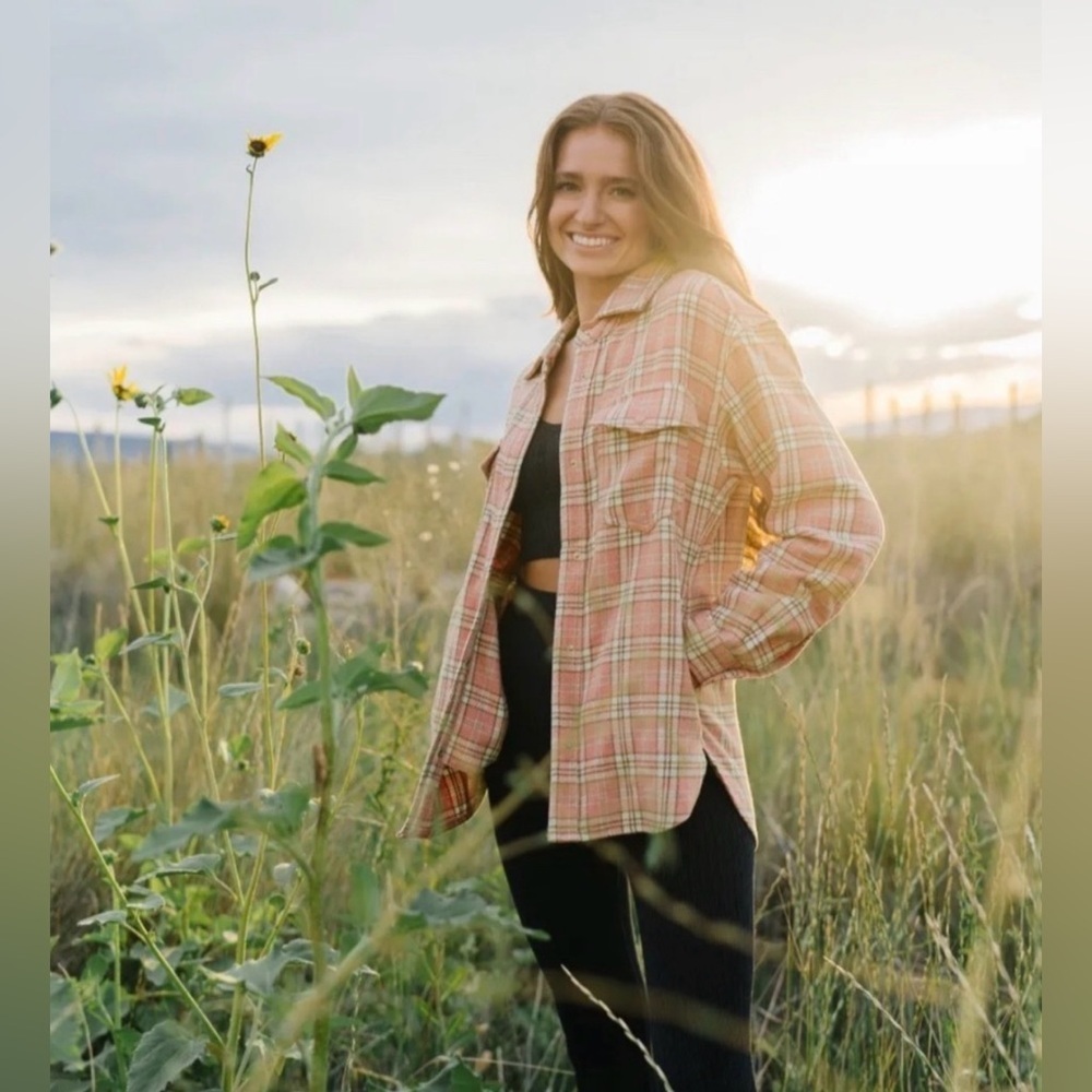 ZYIA Ashley Creek Flannel Plaid Pink Long Sleeve Shirt
